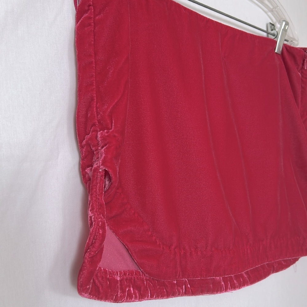 Free People Pink Annalise Mini Skirt Size 6 Pink new without tags Velvet - Picture 3 of 9